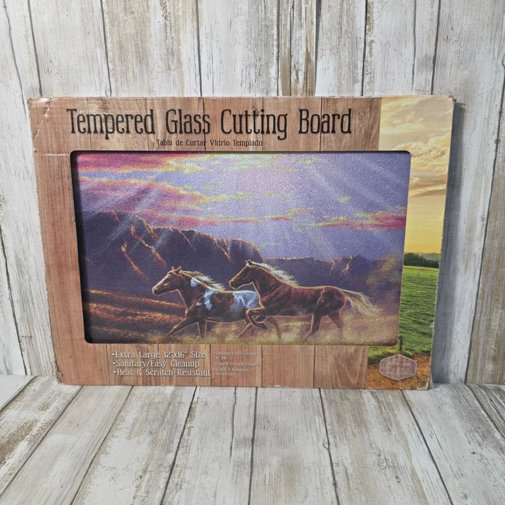 Country Side Products Horse Tempered Glass Cutting Board 12x16 Sunset 40131 NEW